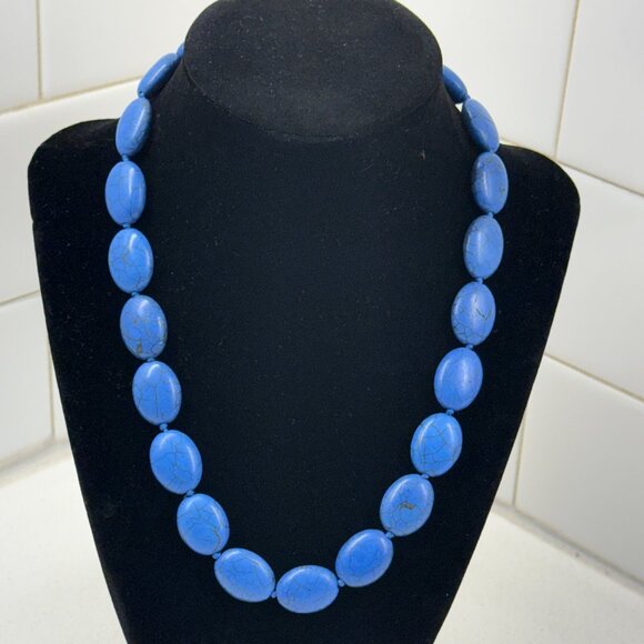Blue Howlite Beaded Stone Necklace - Picture 6 of 6